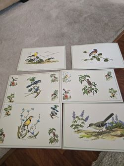 VINTAGE 1971 LAMINATED BIRD PLACEMATS LOT 12