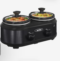 Sunvivi Dual Pot Slow Cooker & Food Warmer – 2 x 1.25 Qt – Open Box