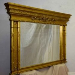 1930's Gold Hotel Regency Large Mantle Mirror. 36"X 53"