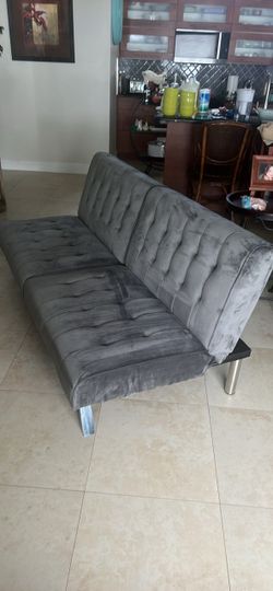 Gray velvet futon excellent condition