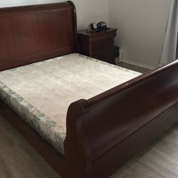 Queen Size Sleigh Bed 2 x Night Stands Box Spring Matress
