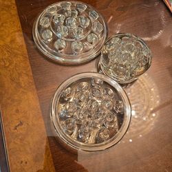 3 Vintage Glass Flower Frog