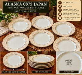 Alaska 0872 Japan Vintage Porcelain Plates Set of 6