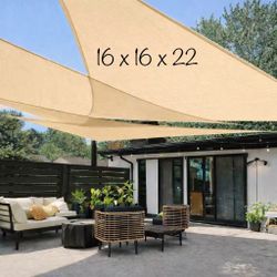 NEW Patio Awning Sun Shade Canopy Top Sail 16x16x22 Feet Triangle Sunshade