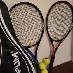 Tennis Rackets (Set Of 2) and Bag Case w/ Strap