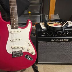Electric Guitar Squier Affinity With Amp Cord Book