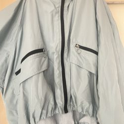 Light Blue Windbreaker Zip Up W/ Hood (XL)
