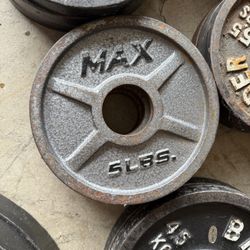 Set of two 5lbs Olympic barbell weight plates