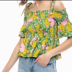 Juicy Couture Velour Plush Off The Shoulder Top Dusty Navy - Brand New