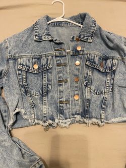 Jean jacket crop top sz Medium