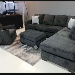 Altari Slate Casual L Shaped Sectional💯 Brand New💫 Living Room Set ☄️  Ottoman and Recliner Sold Separately 👈