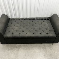 Gray Fabric Storage Bench