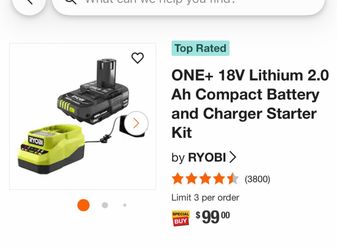Ryobi ONE+ 18V 2.0Ah Battery and Charger Kit
