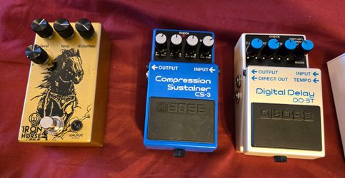 Multiple Guitar Effects Pedals.