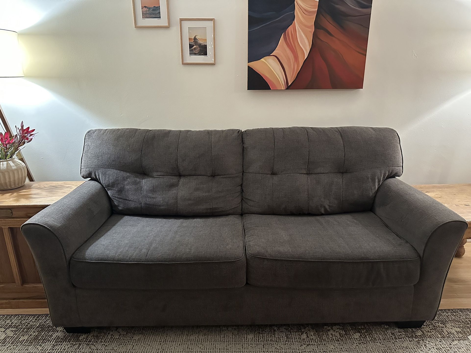 Quaint & Cozy Dark Grey Couch