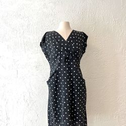 Authentic 1940s Polka Dot Rayon Dress. 