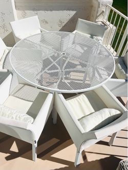 OUTDOOR TABLE 6 CHAIRS Mesh/Aluminum