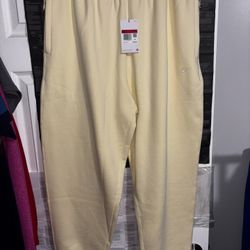 NWT NikeLab Men’s Large Solo Swoosh Men's Fleece Pants Yellow/White NEW