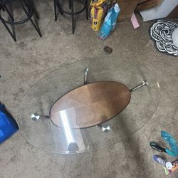 Glass & Wooden Coffee Table 