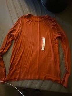 Rust Orange Ribbed Mock Neck Long Sleeve Top