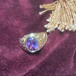 Genuine Amethyst Stone 14k Gold Ring