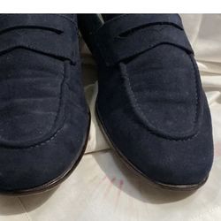 H&M Navy Suede Penny Loafers for Men - Deep Navy