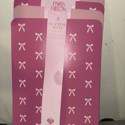 NWT PARIS HILTON Designer 4piece pink bow Cutting Mats 13x9.5