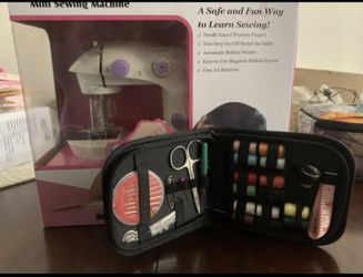 Seeing machine with complete sewing kit . Portable ease to use , you can take anywhere as fits in your purse .
