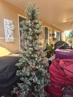 Flocked Artificial Christmas Tree with Decorations