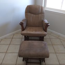 Suede Rocking Chair With Ottoman -Pockets On Each Side