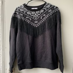 Mango fringe Sweatshirt Size S