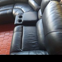 SECTIONAL GENUINE LEATHER Recliner Electric Black Color... DELIVERY SERVICE AVAILABLE 💥🚚💥