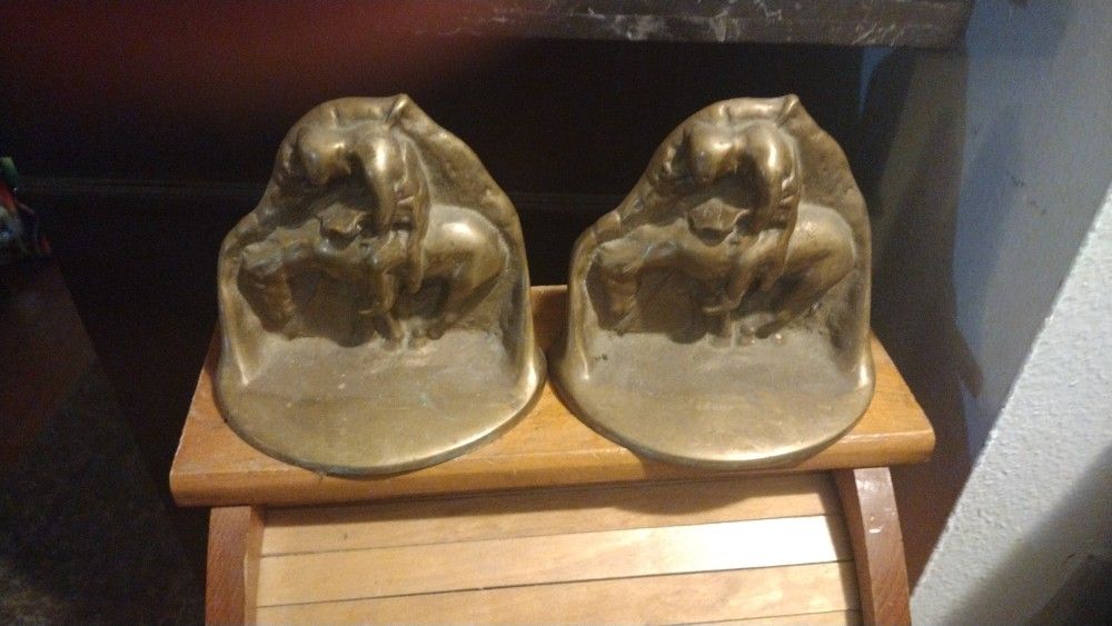 Antique Brass End Of The Trail Bookends