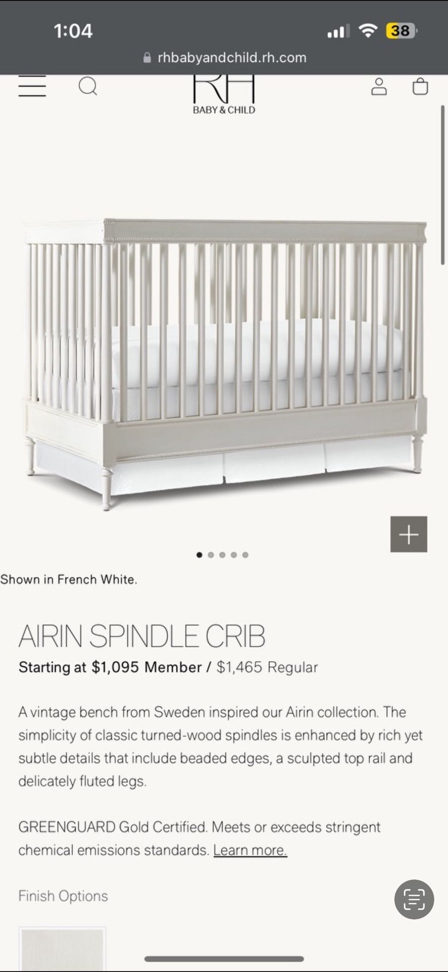 Restoration Hardware White Changing Table And Crib