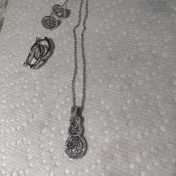 Sparkly Necklace And Two Sets Of Earrings 