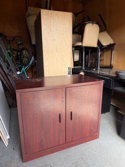 Mahogany Wood Storage Cabinet with Doors