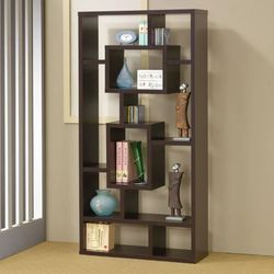 Asymmetrical 67 Inch Black Book Case Moving Sale