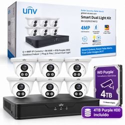 Kit Cámaras de Seguridad Uniview 6 Cámaras 4MP + NVR PoE 8CH + 4TB