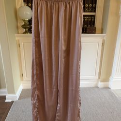 Champagne wide-leg satin pants