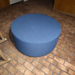 Dark Blue Block Party Lounge Round Ottoman 40"