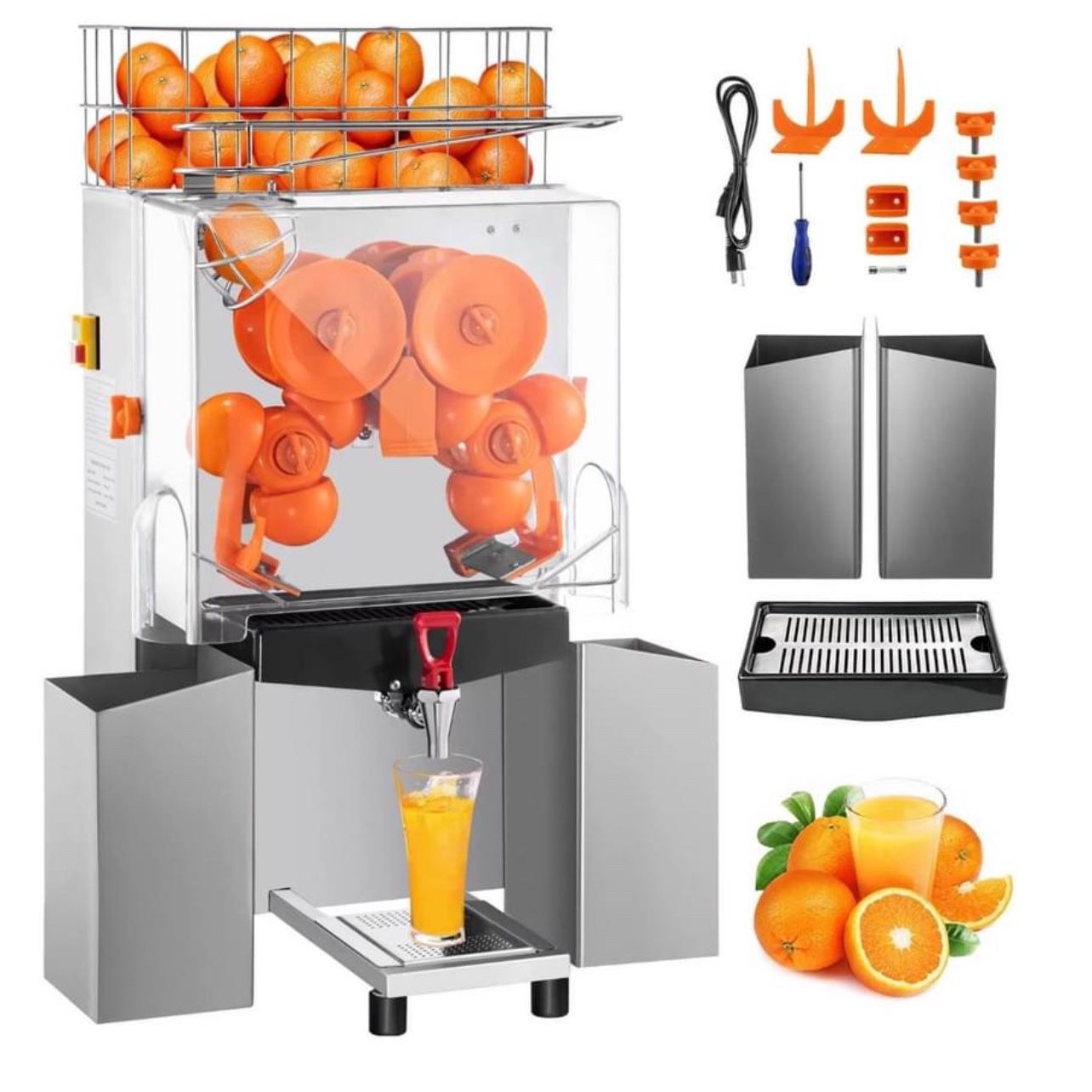 Juicer Machine with a Water Tap Orange Juice Machine with Pull-Out Filter Box Commercial Orange Juicer 25-35 Oranges Per Minute, New In Box