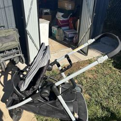 Greco Double Sit & Stand Grey And Black Stroller