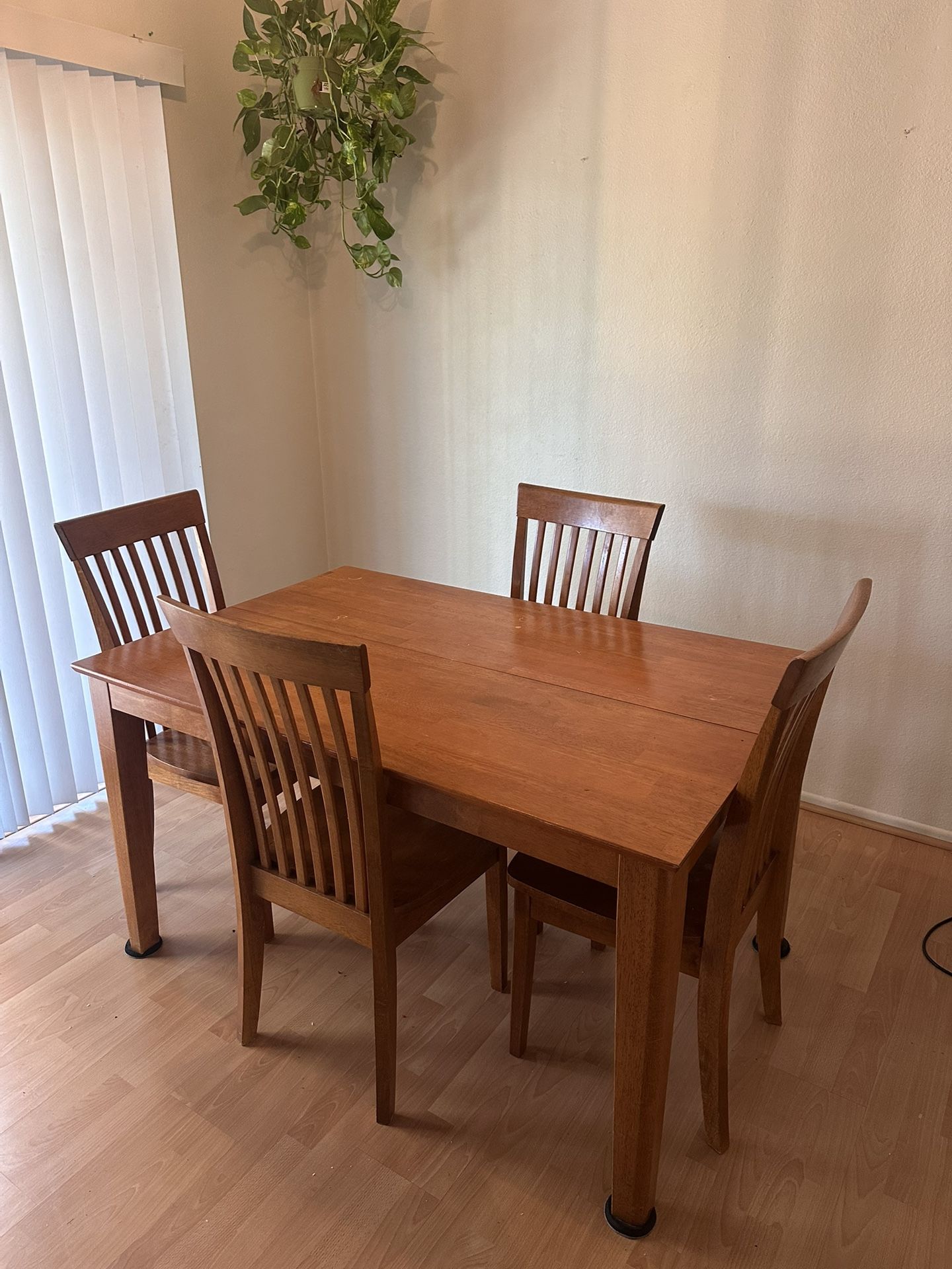 Solid Wood Dining Table 6 Chairs, Table Extends 