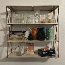 CB2 Brass And White Lacquer Shelves