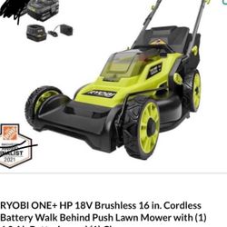 RYOBI ONE+ HP 18V Brushless 16 in. Cordless Battery Walk Behind Push Lawn Mower with (1) 4.0 Ah Batteries and (1) Charger