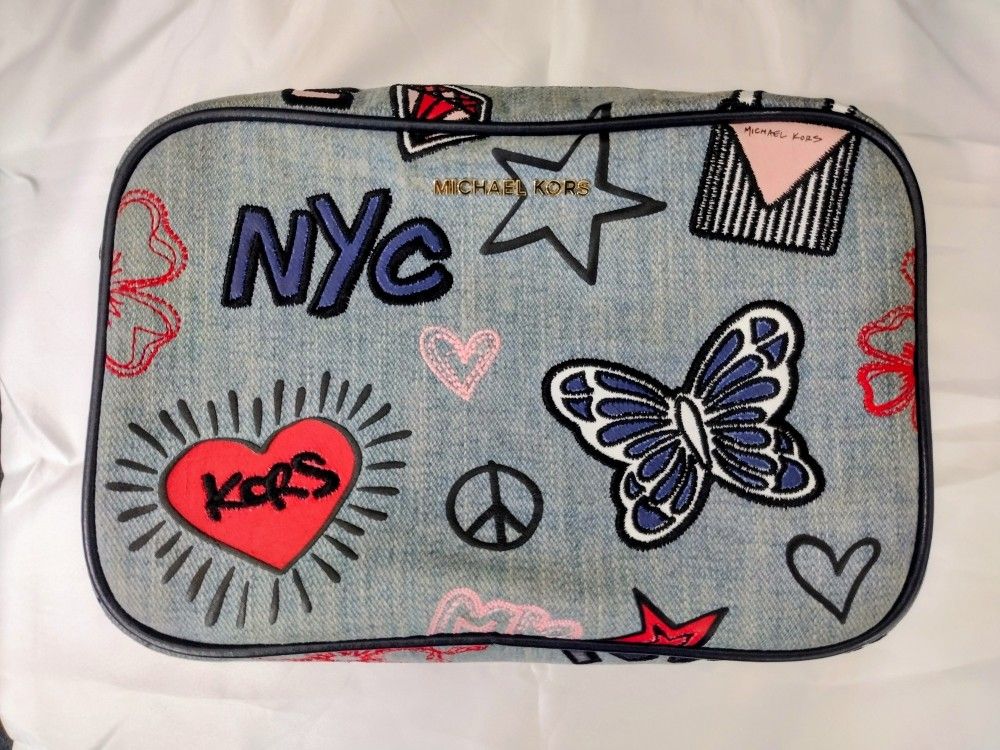 Michael Kors Ginny Medium Embroidered Denim Cross Body Bag (Without Strap)