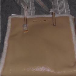 Marc Jacobs The Grind Faux Shearling Trim Tote Bag ~NWT~ ICED COFFEE