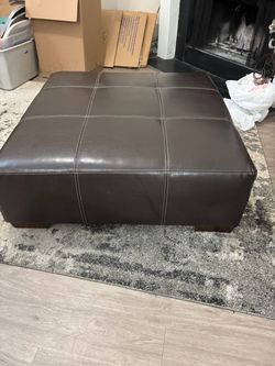 Large Brown Leather Ottoman