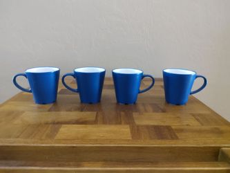 Set Of 4 Navy Blue Ikea Coffee Mugs