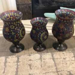 Three pieces Mosaic Candle Holder ,Candle lantern